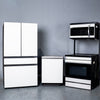 SAMSUNG SET OPEN BOX (N16) FRIDGE 4 DOOR WITH BEVERAGE CENTER + STOVE + MICROWAVE + DISHWASHER (WHITE GLASS)