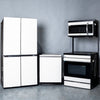 SAMSUNG SET OPEN BOX (N13) FRIDGE 4 DOOR WITH BEVERAGE CENTER + STOVE + MICROWAVE + DISHWASHER (WHITE GLASS)