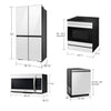 SAMSUNG SET OPEN BOX (N13) FRIDGE 4 DOOR WITH BEVERAGE CENTER + STOVE + MICROWAVE + DISHWASHER (WHITE GLASS)