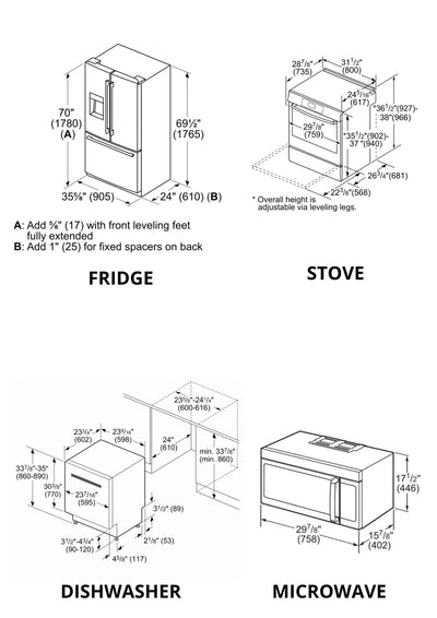 BOSCH SET OPEN BOX (N10) FRIDGE + STOVE + MICROWAVE + DISHWASHER (STAINLESS STEEL)