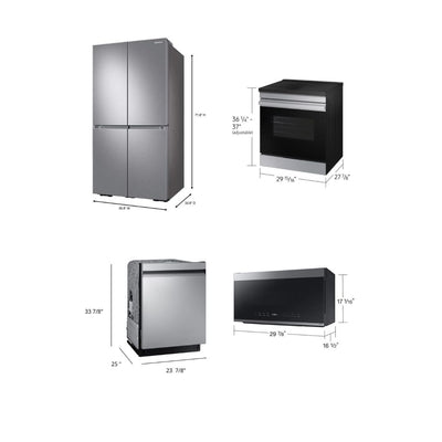 SAMSUNG SET OPEN BOX (N11) FRIDGE WITH BEVERAGE CENTER + STOVE + MICROWAVE + DISHWASHER (STAINLESS STEEL)