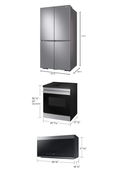 SAMSUNG SET OPEN BOX (N05) FRIDGE WITH BEVERAGE CENTER + STOVE + MICROWAVE (STAINLESS STEEL)